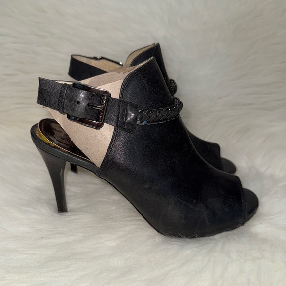 MICHAEL Michael Kors Black Peep-Toe Heel Booties - Picture 1 of 8